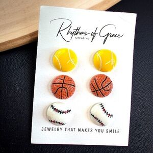 Score Big with Our Trio Sports Stud Earrings – Perfect for Every Fan! NWT Studs